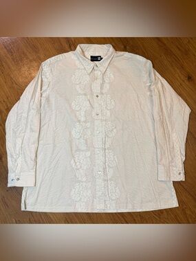 Sig Zane Cream Floral Button-Down Shirt